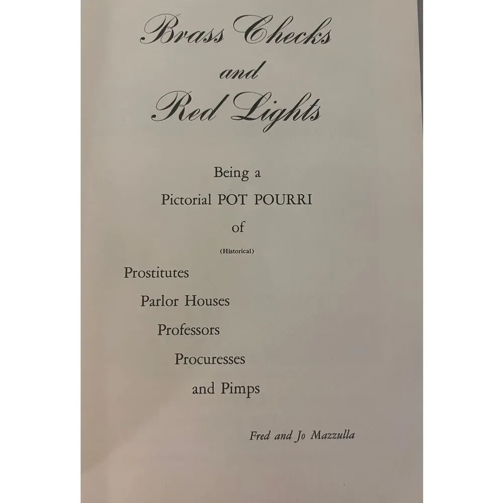 Vintage Brass Checks and Red Lights Mazzulla Denver Prostitution History 1966